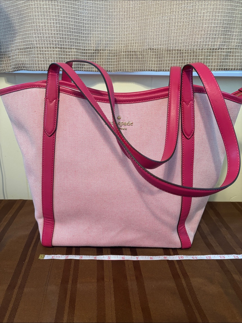 EUC Kate Spade Slide Medium Canvas Tote Pink - Bikini Pink - Almost Like New!